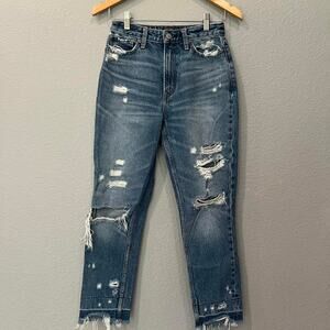Abercrombie distressed high rise jeans